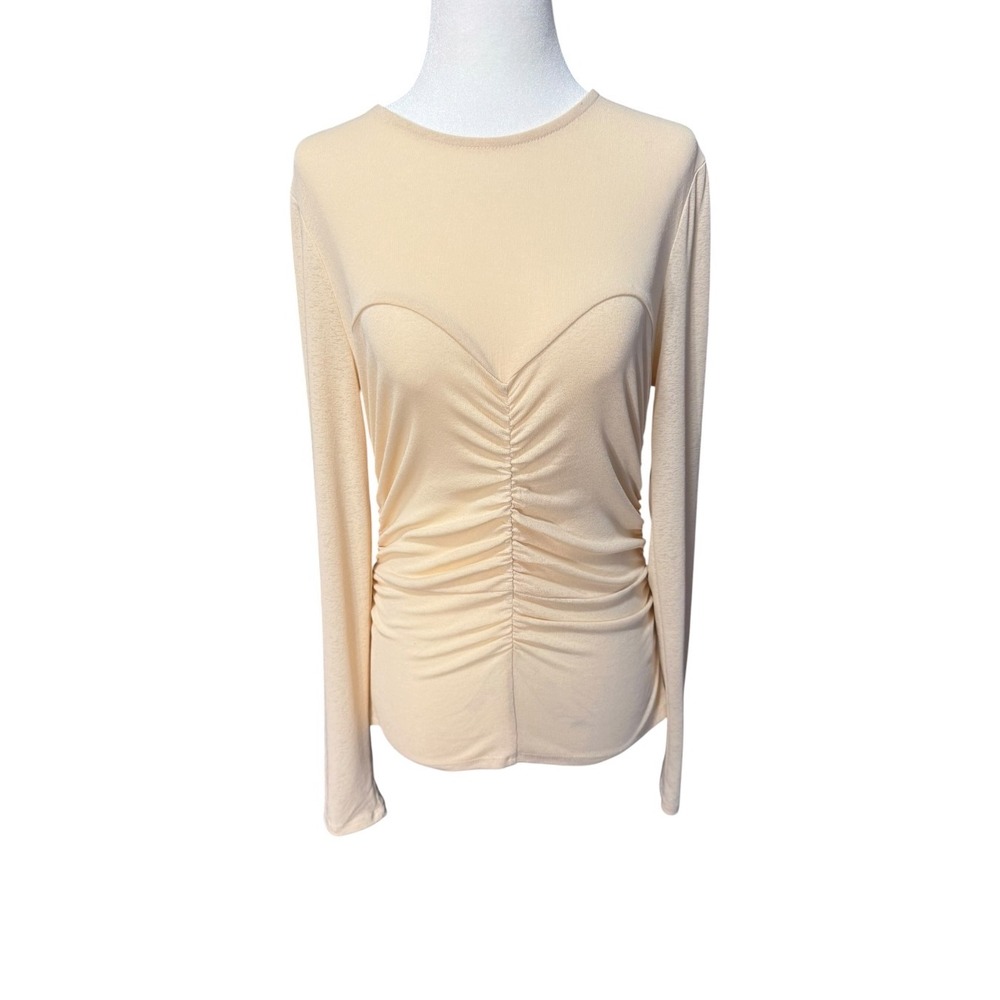 ASTR the Label Buttercream Ruched Long Sleeve Top NWT Size Medium